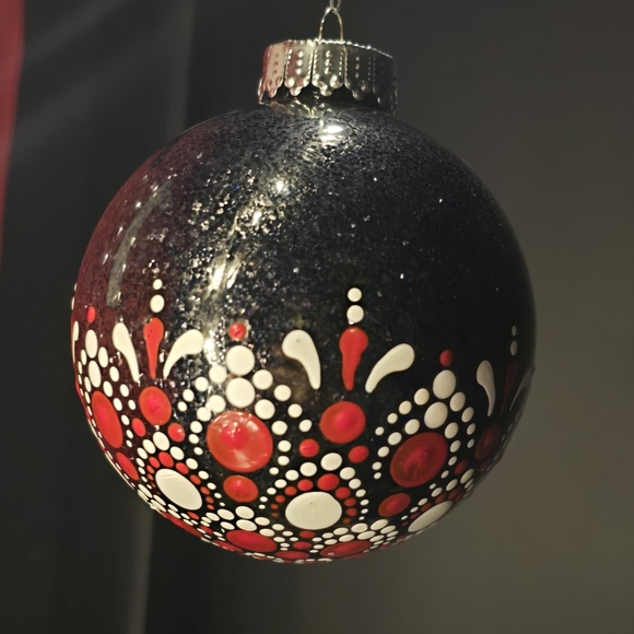 Handmade Ornament red black white Christmas Ornament Mandala - Picture 5 of 5